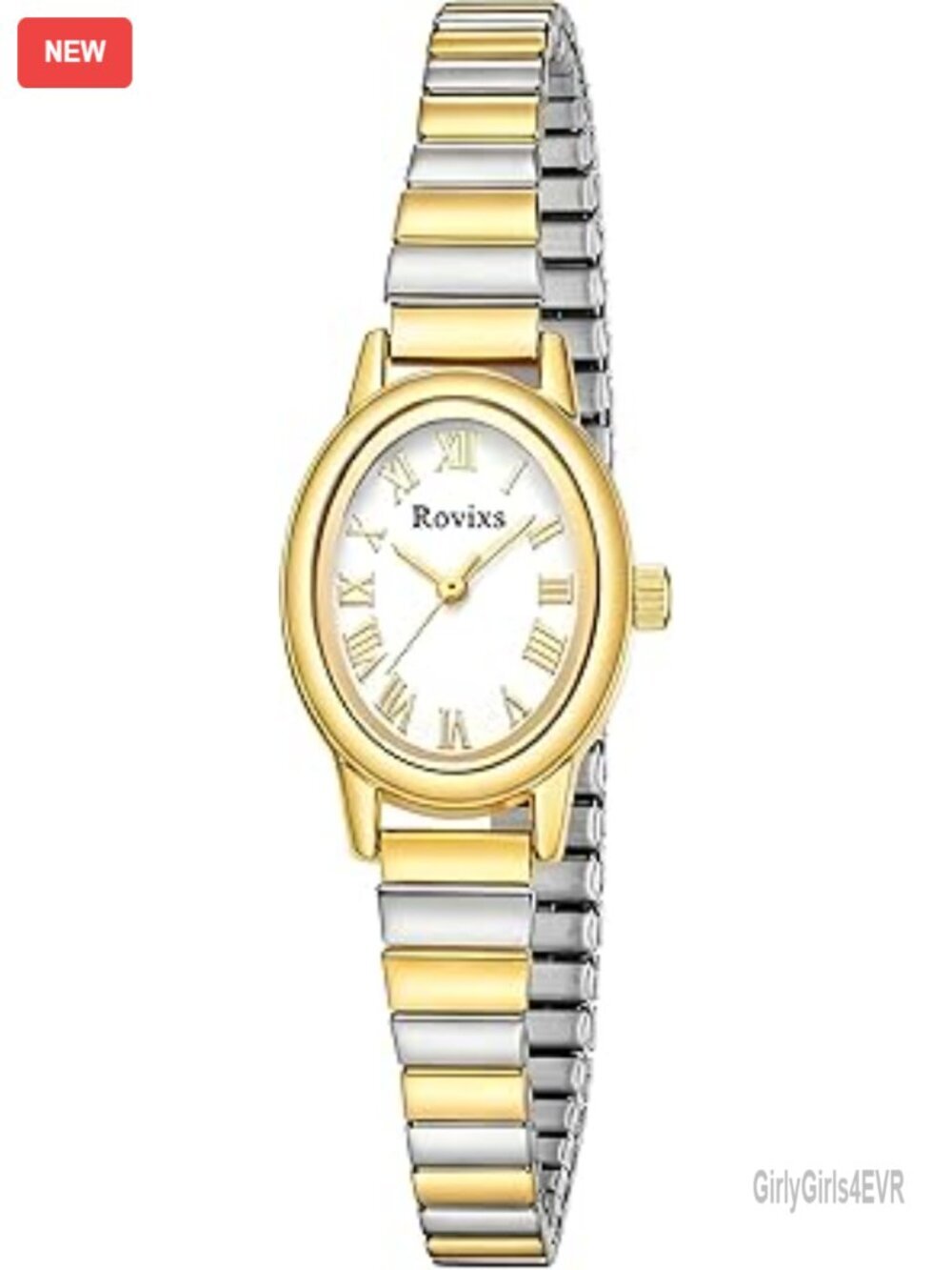 Small Gold Watches for Women - Vintage Oval Analog Quartz Watch with Stainless